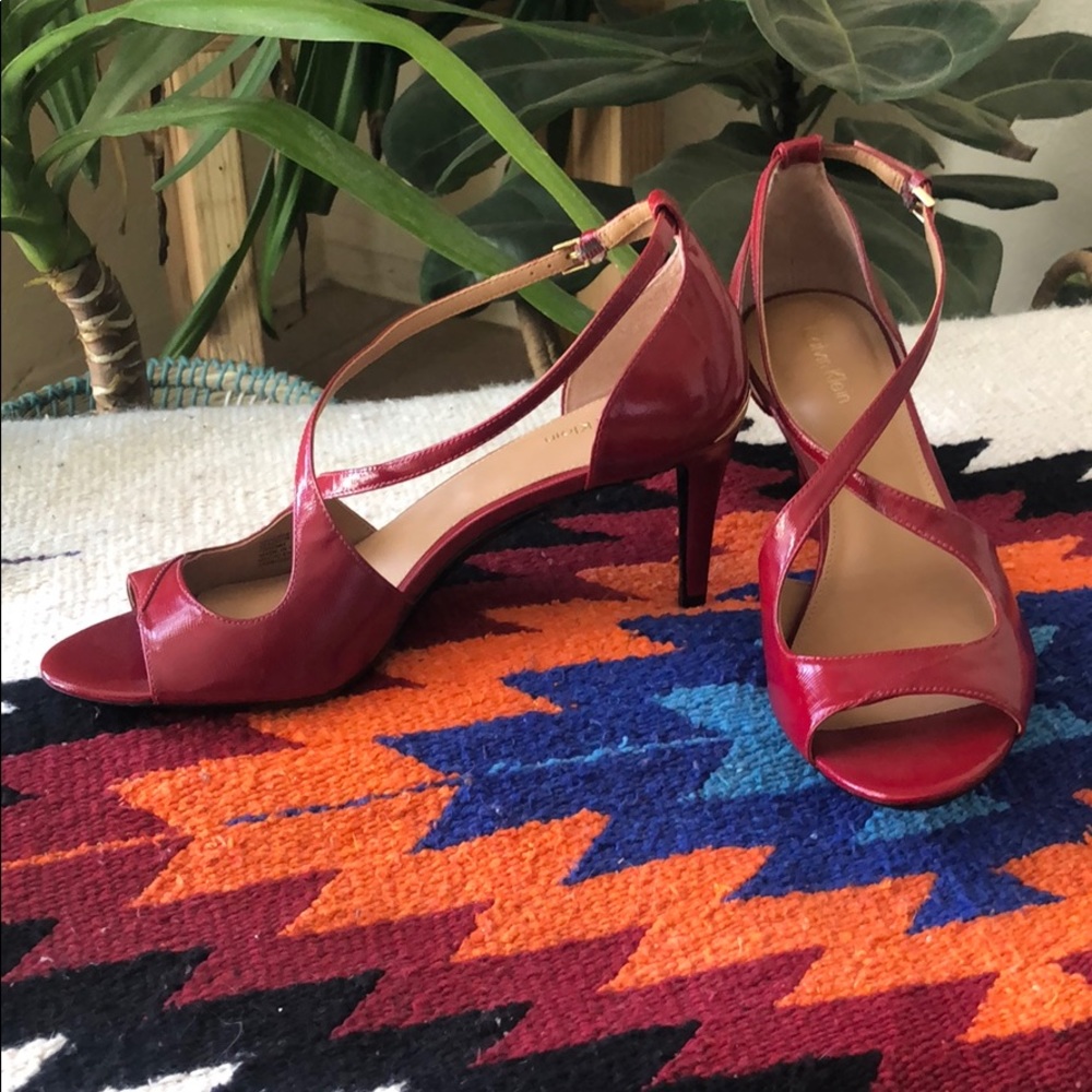 Calvin Klein Red Open Toe Heels